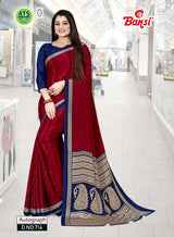 Autograph Turkey Fancy Print Uniform Saree With Fancy Border & Blouse – Premium Staff & Office Wear-Wholesale by M.R. Saree Emporium