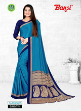 Autograph Turkey Fancy Print Uniform Saree With Fancy Border & Blouse – Premium Staff & Office Wear-Wholesale by M.R. Saree Emporium