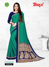 Autograph Turkey Fancy Print Uniform Saree With Fancy Border & Blouse – Premium Staff & Office Wear-Wholesale by M.R. Saree Emporium