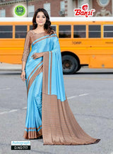 Autograph Turkey Fancy Print Uniform Saree With Fancy Border & Blouse – Premium Staff & Office Wear-Wholesale by M.R. Saree Emporium