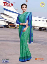 Autograph Turkey Fancy Print Uniform Saree With Fancy Border & Blouse – Premium Staff & Office Wear-Wholesale by M.R. Saree Emporium