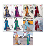 Autograph Turkey Fancy Print Uniform Saree With Fancy Border & Blouse – Premium Staff & Office Wear-Wholesale by M.R. Saree Emporium
