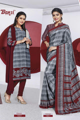 Ganga Silk Crape Saree & Gauri French Crape Suit Set Combo (Premium Collection) by M.R. Saree Emporium