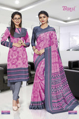 Ganga Silk Crape Saree & Gauri French Crape Suit Set Combo (Premium Collection) by M.R. Saree Emporium