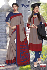 Ganga Silk Crape Saree & Gauri French Crape Suit Set Combo (Premium Collection) by M.R. Saree Emporium