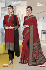 Ganga Silk Crape Saree & Gauri French Crape Suit Set Combo (Premium Collection) by M.R. Saree Emporium