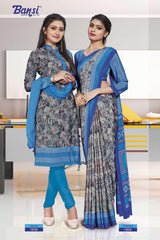 Ganga Silk Crape Saree & Gauri French Crape Suit Set Combo (Premium Collection) by M.R. Saree Emporium