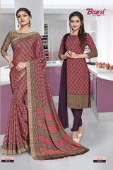 Ganga Silk Crape Saree & Gauri French Crape Suit Set Combo (Premium Collection) by M.R. Saree Emporium