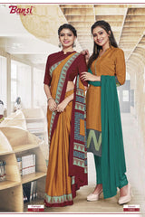 Ganga Silk Crape Saree & Gauri French Crape Suit Set Combo (Premium Collection) by M.R. Saree Emporium