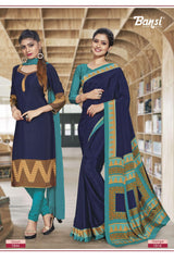 Ganga Silk Crape Saree & Gauri French Crape Suit Set Combo (Premium Collection) by M.R. Saree Emporium