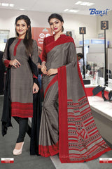 Ganga Silk Crape Saree & Gauri French Crape Suit Set Combo (Premium Collection) by M.R. Saree Emporium