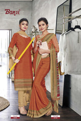 Ganga Silk Crape Saree & Gauri French Crape Suit Set Combo (Premium Collection) by M.R. Saree Emporium