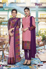 Ganga Silk Crape Saree & Gauri French Crape Suit Set Combo (Premium Collection) by M.R. Saree Emporium