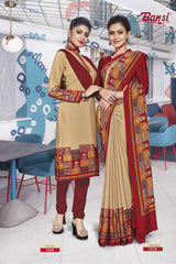 Ganga Silk Crape Saree & Gauri French Crape Suit Set Combo (Premium Collection) by M.R. Saree Emporium