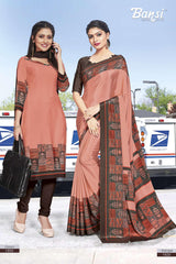 Ganga Silk Crape Saree & Gauri French Crape Suit Set Combo (Premium Collection) by M.R. Saree Emporium