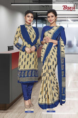 Ganga Silk Crape Saree & Gauri French Crape Suit Set Combo (Premium Collection) by M.R. Saree Emporium