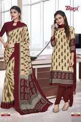 Ganga Silk Crape Saree & Gauri French Crape Suit Set Combo (Premium Collection) by M.R. Saree Emporium