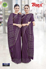 Bansi Uniform Jasmine Turkey Fancy Print Saree with Printed Border – Office & Staff Uniform Wholesale-M.R. Saree Emporium