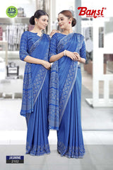 Bansi Uniform Jasmine Turkey Fancy Print Saree with Printed Border – Office & Staff Uniform Wholesale-M.R. Saree Emporium