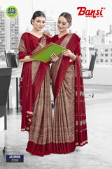 Bansi Uniform Jasmine Turkey Fancy Print Saree with Printed Border – Office & Staff Uniform Wholesale-M.R. Saree Emporium