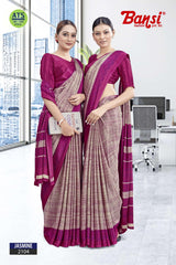 Bansi Uniform Jasmine Turkey Fancy Print Saree with Printed Border – Office & Staff Uniform Wholesale-M.R. Saree Emporium