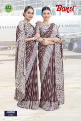Bansi Uniform Jasmine Turkey Fancy Print Saree with Printed Border – Office & Staff Uniform Wholesale-M.R. Saree Emporium