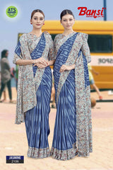 Bansi Uniform Jasmine Turkey Fancy Print Saree with Printed Border – Office & Staff Uniform Wholesale-M.R. Saree Emporium
