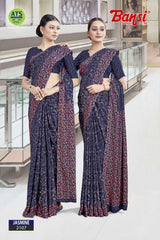 Bansi Uniform Jasmine Turkey Fancy Print Saree with Printed Border – Office & Staff Uniform Wholesale-M.R. Saree Emporium