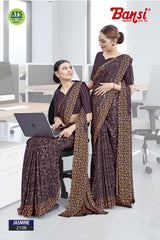 Bansi Uniform Jasmine Turkey Fancy Print Saree with Printed Border – Office & Staff Uniform Wholesale-M.R. Saree Emporium