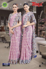Bansi Uniform Jasmine Turkey Fancy Print Saree with Printed Border – Office & Staff Uniform Wholesale-M.R. Saree Emporium