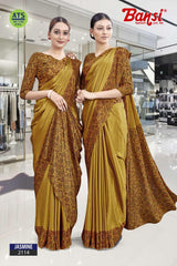 Bansi Uniform Jasmine Turkey Fancy Print Saree with Printed Border – Office & Staff Uniform Wholesale-M.R. Saree Emporium