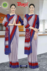 Bansi Uniform Jasmine Turkey Fancy Print Saree with Printed Border – Office & Staff Uniform Wholesale-M.R. Saree Emporium