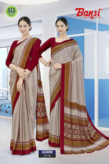 Bansi Uniform Jasmine Turkey Fancy Print Saree with Printed Border – Office & Staff Uniform Wholesale-M.R. Saree Emporium