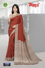 Bansi Uniform Jasmine Turkey Fancy Print Saree with Printed Border – Office & Staff Uniform Wholesale-M.R. Saree Emporium