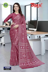 Bansi Uniform Jasmine Turkey Fancy Print Saree with Printed Border – Office & Staff Uniform Wholesale-M.R. Saree Emporium