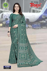 Bansi Uniform Jasmine Turkey Fancy Print Saree with Printed Border – Office & Staff Uniform Wholesale-M.R. Saree Emporium