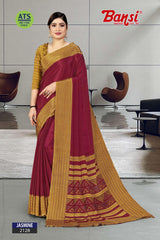 Bansi Uniform Jasmine Turkey Fancy Print Saree with Printed Border – Office & Staff Uniform Wholesale-M.R. Saree Emporium