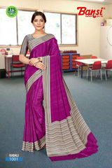 Bansi Uniform Kabali Silk Crepe Solid Saree with Lining Border – Office & Staff Uniform Wholesale-M.R. Saree Emporium