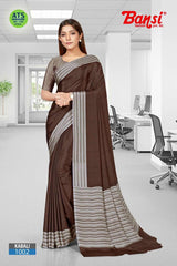 Bansi Uniform Kabali Silk Crepe Solid Saree with Lining Border – Office & Staff Uniform Wholesale-M.R. Saree Emporium
