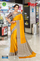 Bansi Uniform Kabali Silk Crepe Solid Saree with Lining Border – Office & Staff Uniform Wholesale-M.R. Saree Emporium
