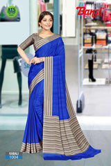 Bansi Uniform Kabali Silk Crepe Solid Saree with Lining Border – Office & Staff Uniform Wholesale-M.R. Saree Emporium