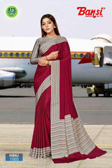 Bansi Uniform Kabali Silk Crepe Solid Saree with Lining Border – Office & Staff Uniform Wholesale-M.R. Saree Emporium
