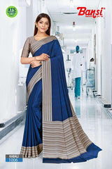 Bansi Uniform Kabali Silk Crepe Solid Saree with Lining Border – Office & Staff Uniform Wholesale-M.R. Saree Emporium