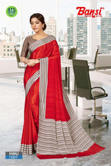 Bansi Uniform Kabali Silk Crepe Solid Saree with Lining Border – Office & Staff Uniform Wholesale-M.R. Saree Emporium