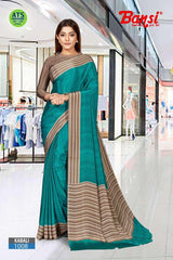 Bansi Uniform Kabali Silk Crepe Solid Saree with Lining Border – Office & Staff Uniform Wholesale-M.R. Saree Emporium