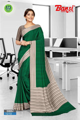 Bansi Uniform Kabali Silk Crepe Solid Saree with Lining Border – Office & Staff Uniform Wholesale-M.R. Saree Emporium