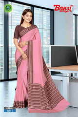Bansi Uniform Kabali Silk Crepe Solid Saree with Lining Border – Office & Staff Uniform Wholesale-M.R. Saree Emporium