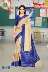 Bansi Uniform Kabali Silk Crepe Solid Saree with Lining Border – Office & Staff Uniform Wholesale-M.R. Saree Emporium
