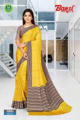 Bansi Uniform Kabali Silk Crepe Solid Saree with Lining Border – Office & Staff Uniform Wholesale-M.R. Saree Emporium