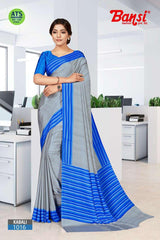 Bansi Uniform Kabali Silk Crepe Solid Saree with Lining Border – Office & Staff Uniform Wholesale-M.R. Saree Emporium